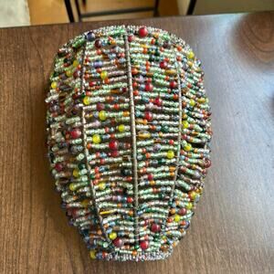 Handcrafted wall sconce tea light holder multi color glass beads Metal art